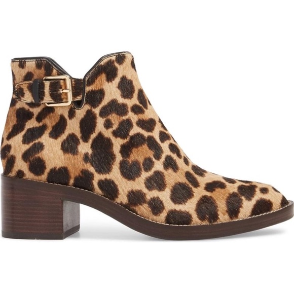 COLE HAAN Harrington Grand Genuine Calf Hair Bootie Leather Leopard Ankle Boots - Picture 2 of 9